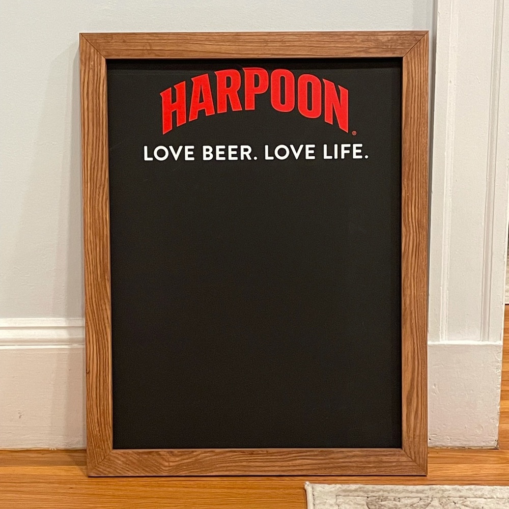 Wood framed Harpoon Chalk Board